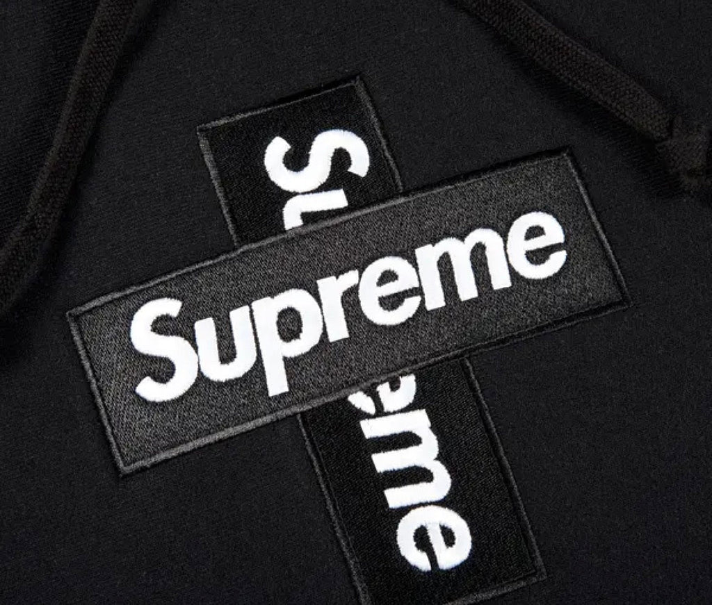 Supreme Cross Box Logo Hooded Sweatshirt Black