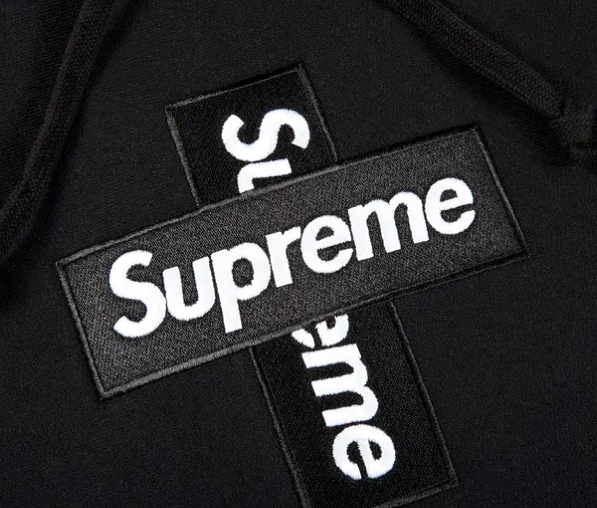 Supreme Cross Box Logo Hooded Sweatshirt Black