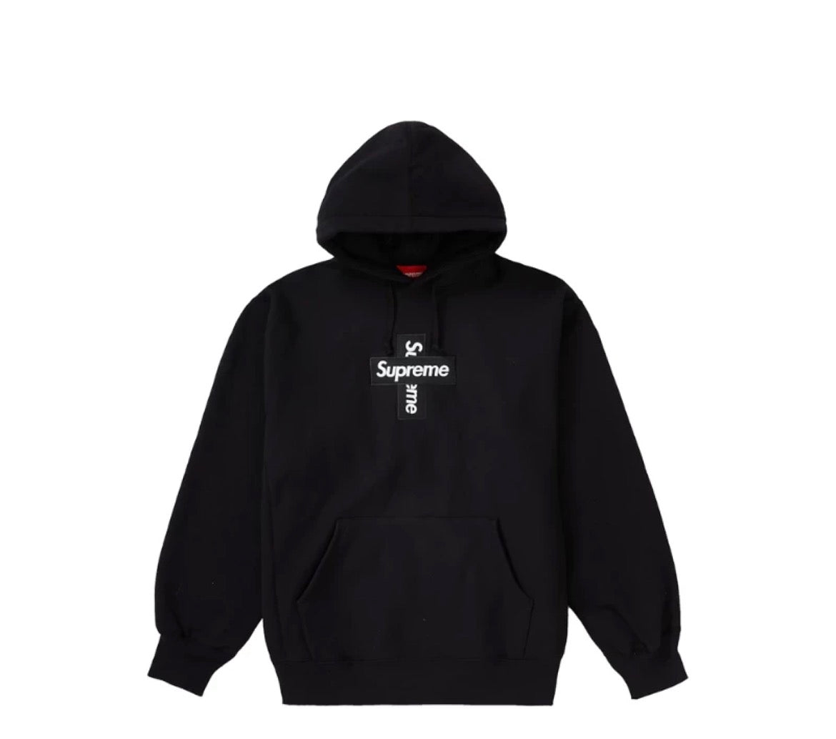 Supreme Cross Box Logo Hooded Sweatshirt Black