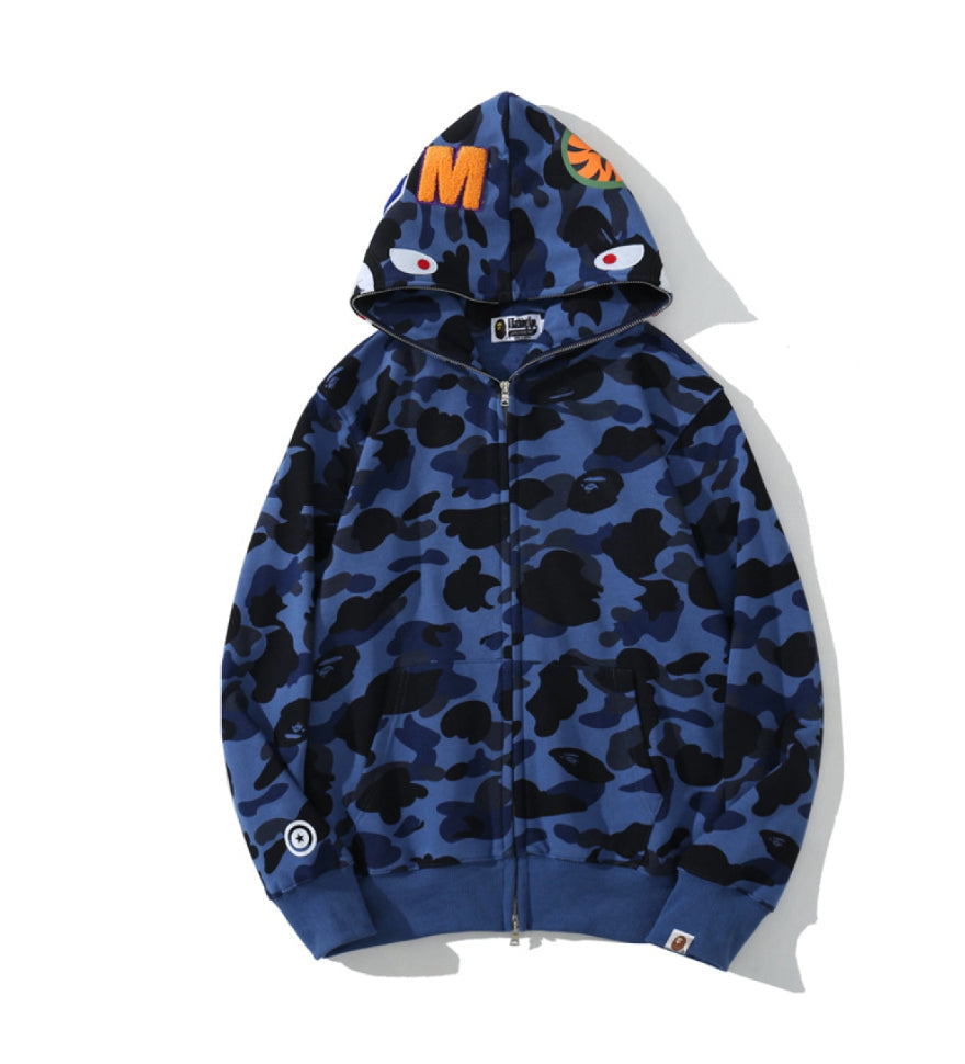 BAPE COLOR CAMO SHARK ZIP HOODIE NAVY