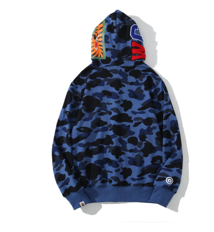 BAPE COLOR CAMO SHARK ZIP HOODIE NAVY